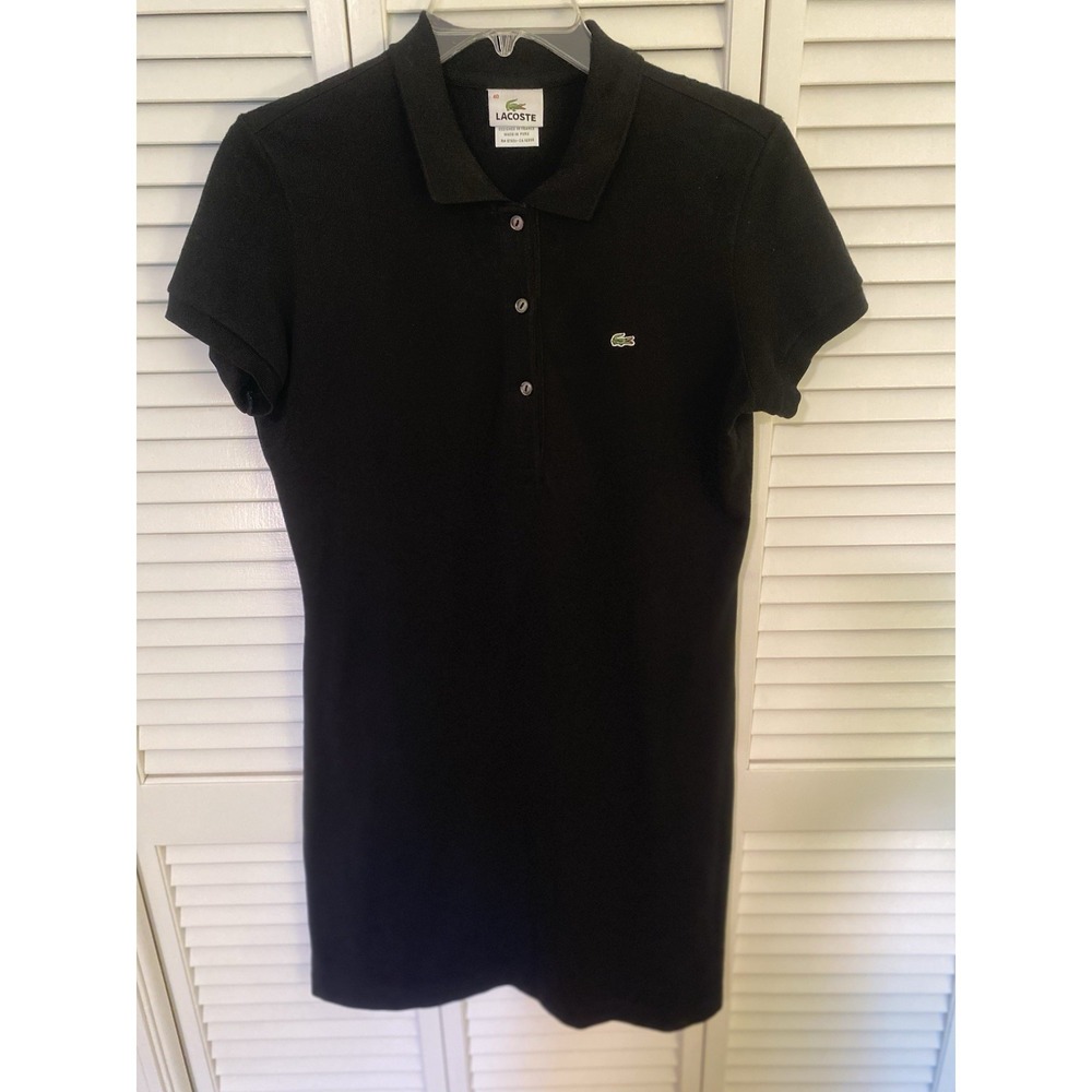 Vtg Lacoste Black Polo Dress Size 40 M Classic Preppy Tenniscore Mini